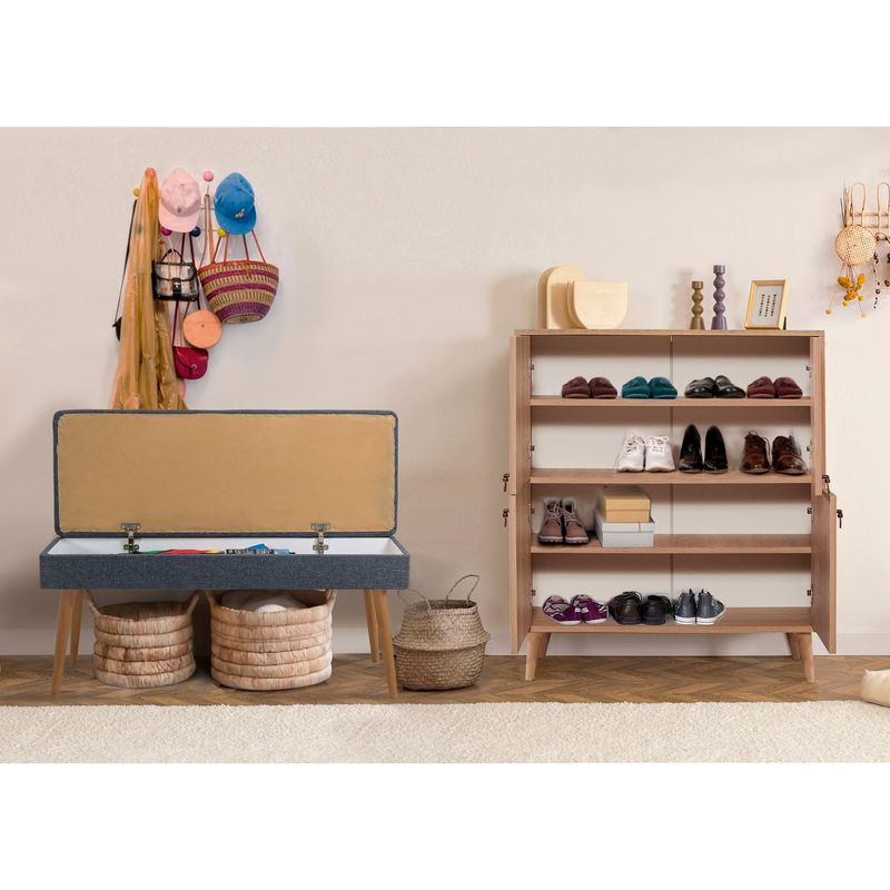 Casa si Gradina - Mobilier - Dulapuri si sifoniere - Dulapuri pantofi - Set mobilier hol, Hanah Home, pal melaminat, sonoma si albastru inchis, 95x111x36 cm - Infinity.ro