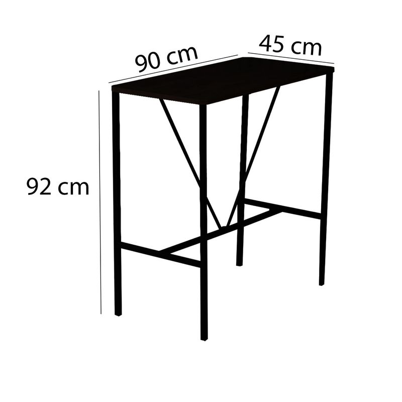 Casa si Gradina - Mobilier - Seturi de mobilier - Seturi mese si scaune - Set masa bar si taburete, Hanah Home, pal melaminat si metal, fumuriu, nuc, negru, masa 90x45x92 cm, taburete 35x35x80 cm (5 piese) - Infinity.ro