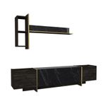 Casa si Gradina - Mobilier - Seturi de mobilier - Seturi living - Set mobilier living, Hanah Home, pal melaminat, negru auriu - Infinity.ro