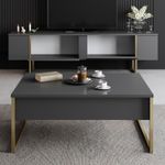 Casa si Gradina - Mobilier - Seturi de mobilier - Seturi living - Set mobilier living, Hanah Home, pal melaminat, antracit si auriu - Infinity.ro