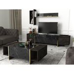 Casa si Gradina - Mobilier - Seturi de mobilier - Seturi living - Set mobilier living, Hanah Home, pal melaminat, negru auriu - Infinity.ro