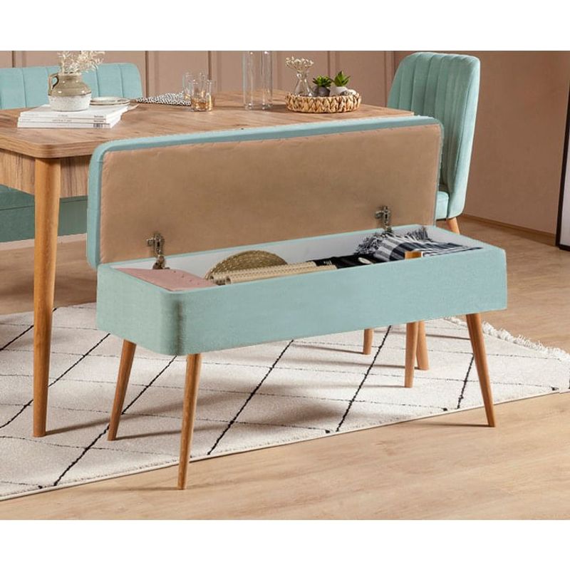 Casa si Gradina - Mobilier - Seturi de mobilier - Seturi mese si scaune - Set masa extensibila si scaune, Hanah Home, PAL melaminat, pin atlantic si verde fistic, masa 129x80x75 cm - Infinity.ro