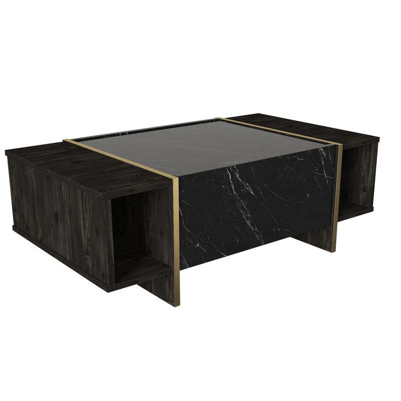 Casa si Gradina - Mobilier - Seturi de mobilier - Seturi living - Set mobilier living, Hanah Home, pal melaminat, negru auriu - Infinity.ro