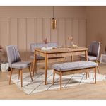 Casa si Gradina - Mobilier - Seturi de mobilier - Seturi mese si scaune - Set masa extensibila cu scaune, Hanah Home, panou de particule cu melamina, pin atlantic soho, 130x80x77 cm - Infinity.ro