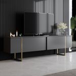 Casa si Gradina - Mobilier - Seturi de mobilier - Seturi living - Set mobilier living, Hanah Home, pal melaminat, antracit si auriu - Infinity.ro