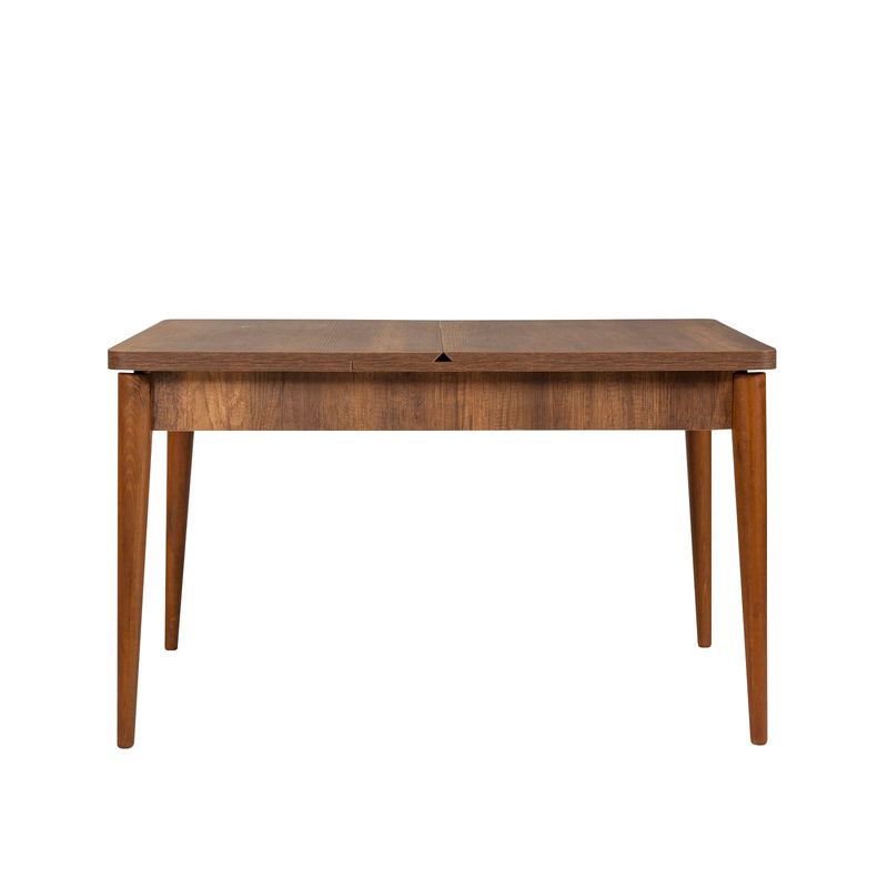 Casa si Gradina - Mobilier - Seturi de mobilier - Seturi mese si scaune - Set masa extensibila si scaune, Hanah Home, pal melaminat, nuc si albastru inchis, 129x80x75 cm - Infinity.ro