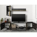 Casa si Gradina - Mobilier - Seturi de mobilier - Seturi living - Set mobilier living, Hanah Home, pal melaminat, negru auriu - Infinity.ro
