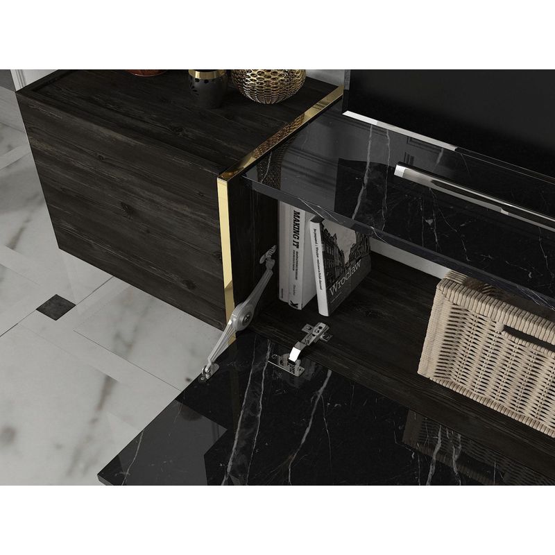 Casa si Gradina - Mobilier - Seturi de mobilier - Seturi living - Set mobilier living, Hanah Home, pal melaminat, negru auriu - Infinity.ro