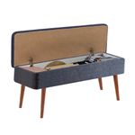 Casa si Gradina - Mobilier - Seturi de mobilier - Seturi mese si scaune - Set masa extensibila si scaune, Hanah Home, pal melaminat, nuc si albastru inchis, 129x80x75 cm - Infinity.ro