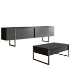 Casa si Gradina - Mobilier - Seturi de mobilier - Seturi living - Set mobilier living, Hanah Home, pal melaminat, antracit si auriu - Infinity.ro