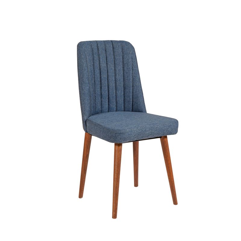 Casa si Gradina - Mobilier - Seturi de mobilier - Seturi mese si scaune - Set masa extensibila si scaune, Hanah Home, pal melaminat, nuc si albastru inchis, 130x80x77 cm - Infinity.ro