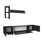 Casa si Gradina - Mobilier - Seturi de mobilier - Seturi living - Set mobilier living, Hanah Home, pal melaminat, negru auriu - Infinity.ro