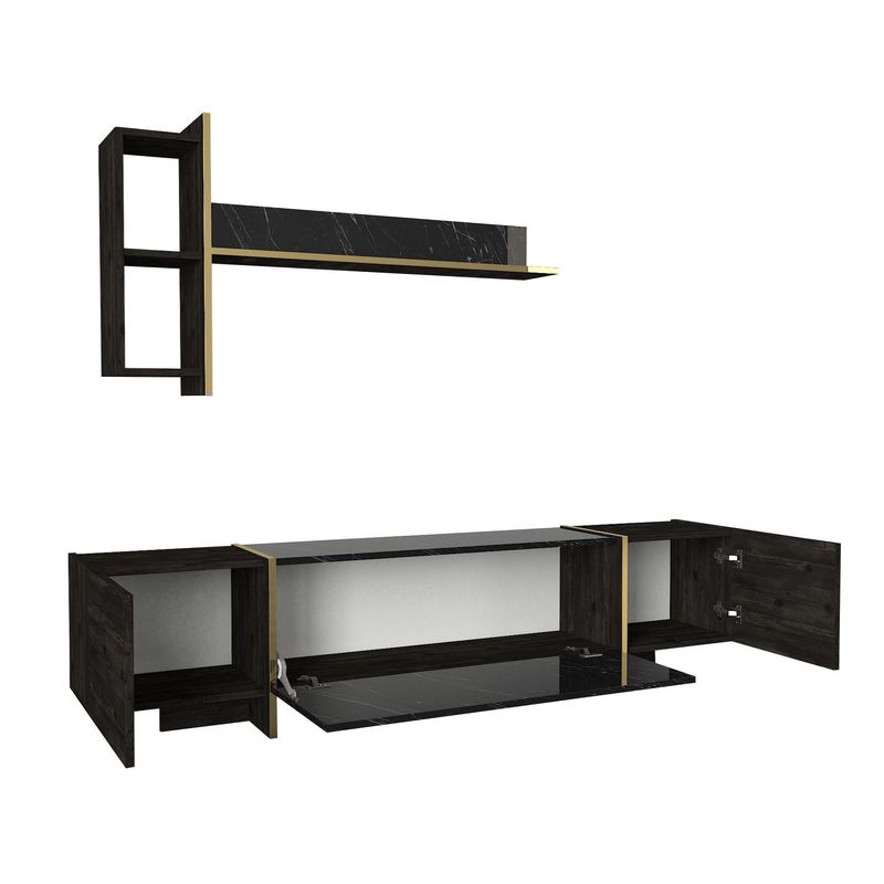Casa si Gradina - Mobilier - Seturi de mobilier - Seturi living - Set mobilier living, Hanah Home, pal melaminat, negru auriu - Infinity.ro