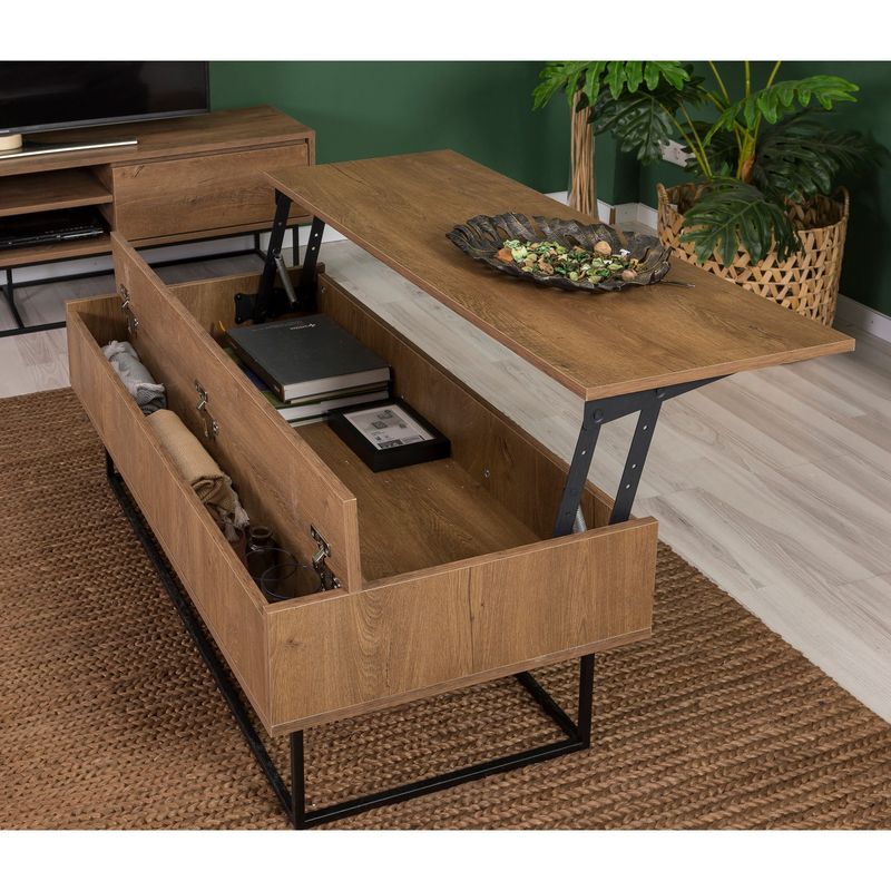 Casa si Gradina - Mobilier - Seturi de mobilier - Seturi living - Set mobilier living, Hanah Home, pal melaminat, nuc si negru - Infinity.ro