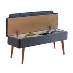 Casa si Gradina - Mobilier - Seturi de mobilier - Seturi mese si scaune - Set masa extensibila si scaune, Hanah Home, pal melaminat, nuc si albastru inchis, 129x80x75 cm - Infinity.ro