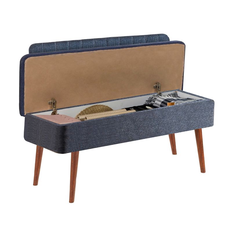 Casa si Gradina - Mobilier - Seturi de mobilier - Seturi mese si scaune - Set masa extensibila si scaune, Hanah Home, pal melaminat, nuc si albastru inchis, 129x80x75 cm - Infinity.ro