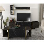 Casa si Gradina - Mobilier - Seturi de mobilier - Seturi living - Set mobilier living, Hanah Home, pal melaminat, negru auriu - Infinity.ro