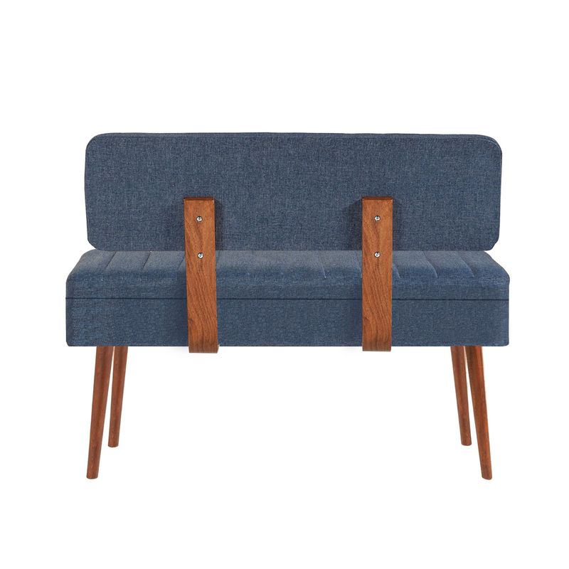 Casa si Gradina - Mobilier - Seturi de mobilier - Seturi mese si scaune - Set masa extensibila si scaune, Hanah Home, pal melaminat, nuc si albastru inchis, 129x80x75 cm - Infinity.ro