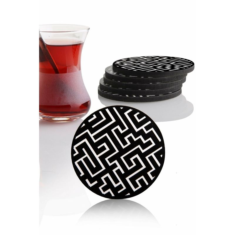 Casa si Gradina - Bucatarie si vesela - Accesorii bar - Suporturi bauturi - Set suporturi pentru pahare, Hermia, lemn, multicolor, diametru 9 cm - Infinity.ro
