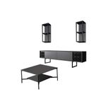 Casa si Gradina - Mobilier - Seturi de mobilier - Seturi living - Set mobilier living, Hanah Home, pal melaminat, antracit si negru, picioare metalice, 618BLY1154 - Infinity.ro