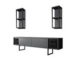 Casa si Gradina - Mobilier - Seturi de mobilier - Seturi living - Set mobilier living, Hanah Home, pal melaminat, antracit si negru, picioare metalice, 618BLY1154 - Infinity.ro