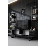 Casa si Gradina - Mobilier - Seturi de mobilier - Seturi living - Set mobilier living, Hanah Home, pal melaminat, antracit si negru, picioare metalice, 618BLY1154 - Infinity.ro