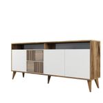 Casa si Gradina - Mobilier - Seturi de mobilier - Seturi living - Set mobilier living, Hanah Home, pal melaminat, nuc si alb, comoda 180x78.6x35 cm, masa 145x75x88 cm, 845HCT5286 - Infinity.ro