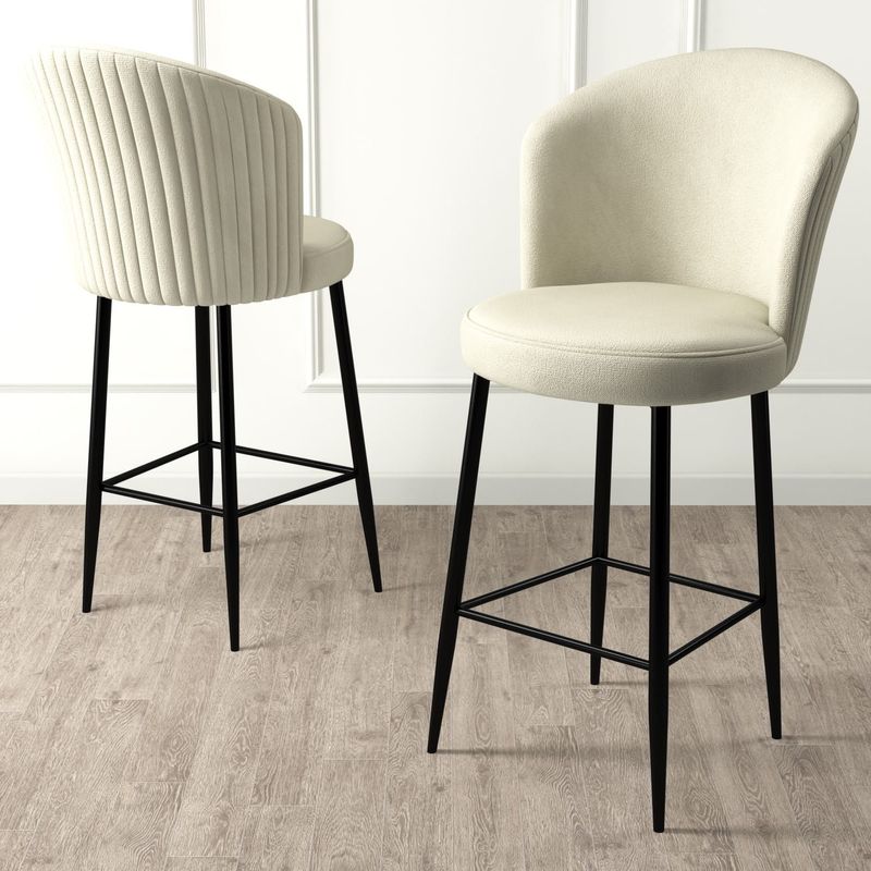 Casa si Gradina - Mobilier - Scaune si fotolii - Tabureti - Set taburete bar, Hanah Home, metal, crem si negru, 46x40x102 cm - Infinity.ro