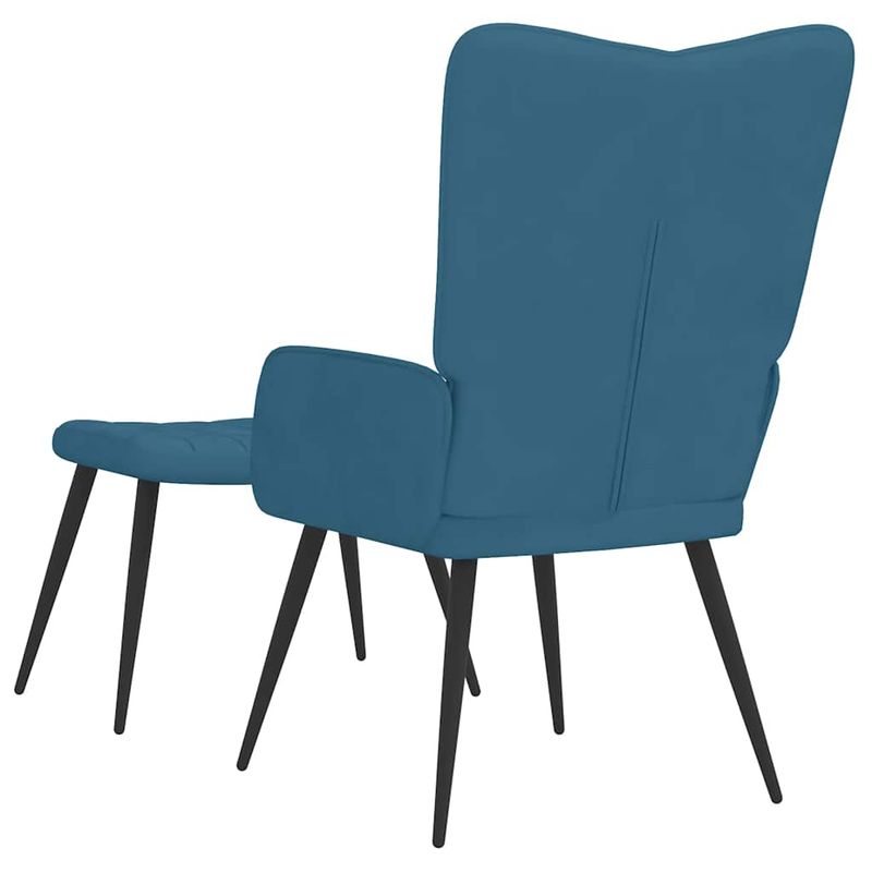Casa si Gradina - Mobilier - Scaune si fotolii - Fotolii - Fotoliu de relaxare cu taburet, albastru, catifea - Infinity.ro