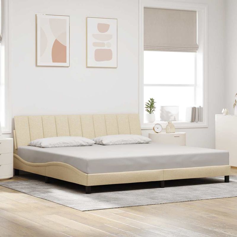 Casa si Gradina - Mobilier - Paturi si accesorii - Paturi - Cadru de pat fara saltea, crem, 200x200 cm, textil - Infinity.ro
