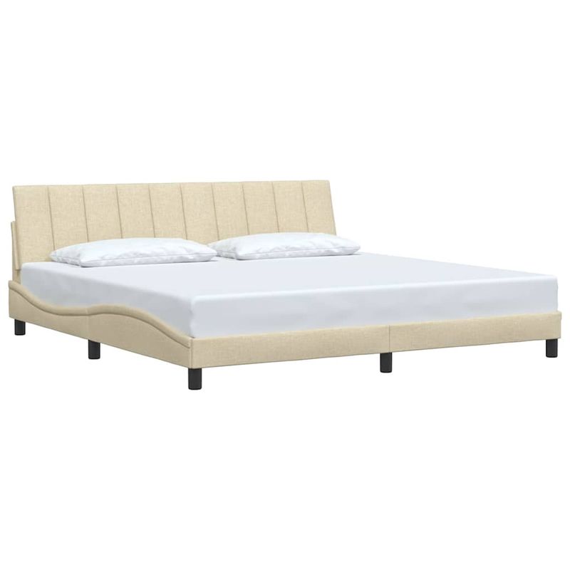 Casa si Gradina - Mobilier - Paturi si accesorii - Paturi - Cadru de pat fara saltea, crem, 200x200 cm, textil - Infinity.ro