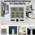 TV, Audio-Video si Foto - Optica, astronomie si metrologie - Meteorologie - Termometre Meteo - Termometru Higrometru Digital de Camera CZAY®, Monitorizeaza 4 Locatii, Interior/ Exterior, Alerte, Actiune 100 m, Alb - Infinity.ro