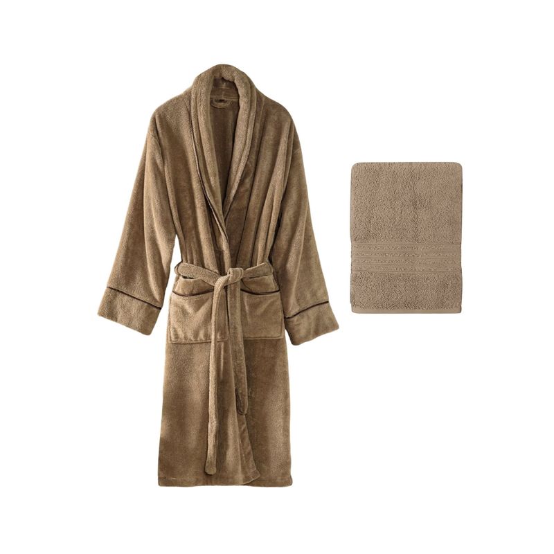 Casa si Gradina - Textile si covoare - Textile baie - Halate de baie - Set halat de baie, L'essentiel Maison, bej, bumbac 100%, l-xl - Infinity.ro