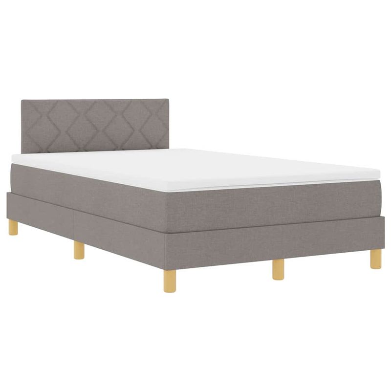Casa si Gradina - Mobilier - Paturi si accesorii - Paturi - Pat cu tablie cu saltea & LED taupe 120x190 cm tesatura - Infinity.ro
