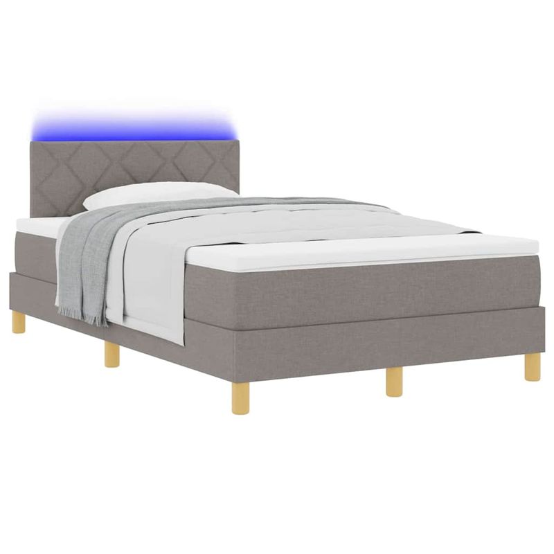 Casa si Gradina - Mobilier - Paturi si accesorii - Paturi - Pat cu tablie cu saltea & LED taupe 120x190 cm tesatura - Infinity.ro