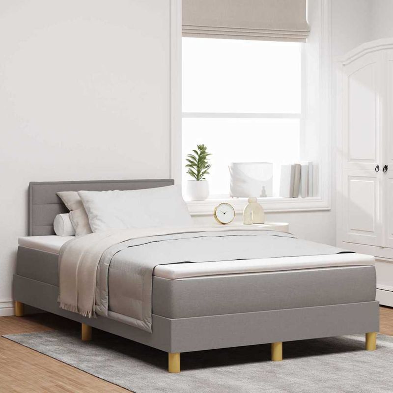 Casa si Gradina - Mobilier - Paturi si accesorii - Paturi - Pat cu arcuri cu saltea si LED taupe 120x190 cm tesatura - Infinity.ro