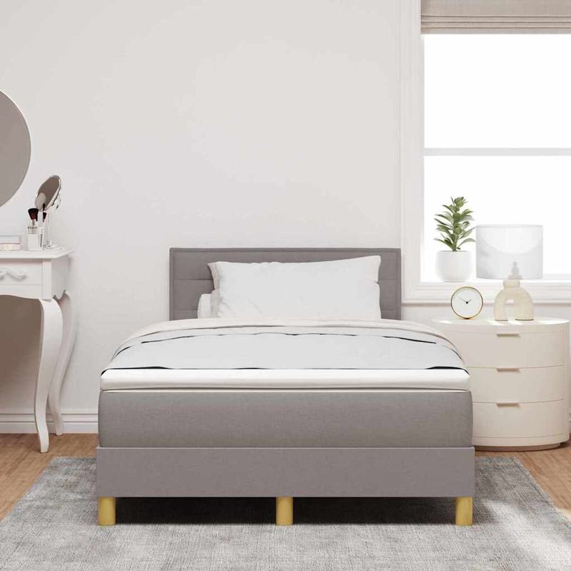 Casa si Gradina - Mobilier - Paturi si accesorii - Paturi - Pat cu arcuri cu saltea si LED taupe 120x190 cm tesatura - Infinity.ro