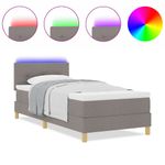 Casa si Gradina - Mobilier - Paturi si accesorii - Paturi - Pat cu arcuri cu saltea & LED gri taupe 80x200 cm tesatura - Infinity.ro