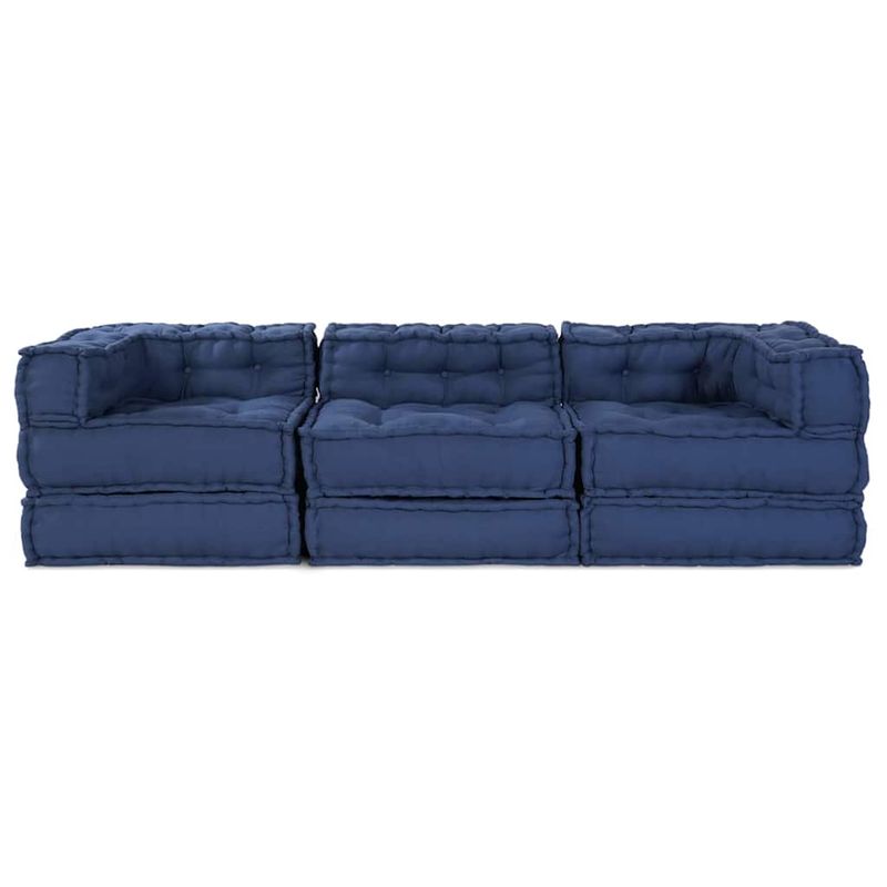 Casa si Gradina - Gradina si terasa - Mobilier exterior - Canapele si fotolii gradina - Fotolii puf modulare, 3 buc., indigo, textil - Infinity.ro