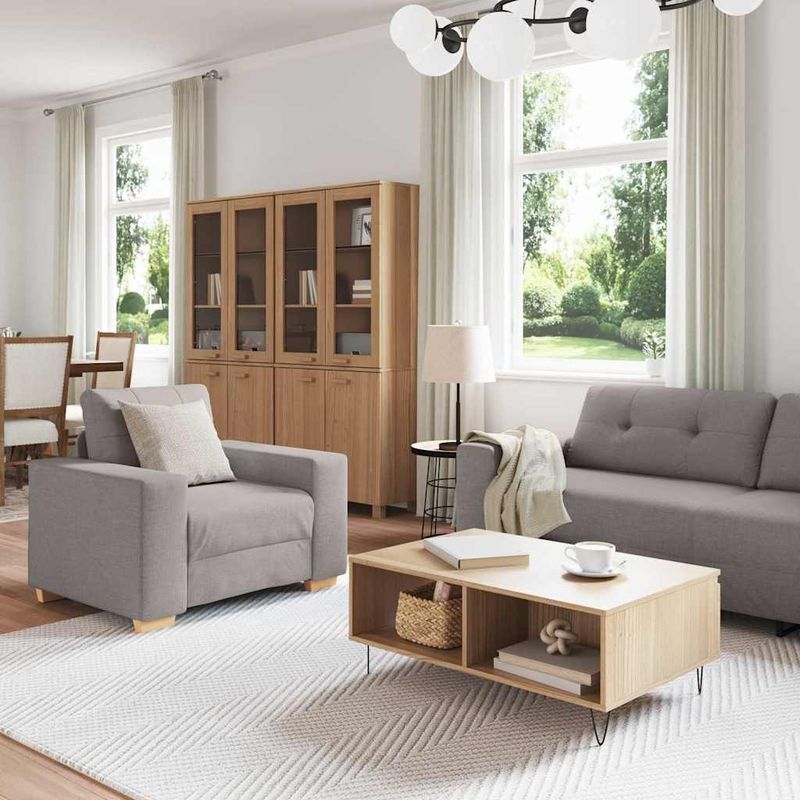 Casa si Gradina - Mobilier - Canapele si coltare - Canapele - Set canapea, 3 piese, perne taupe, textil - Infinity.ro
