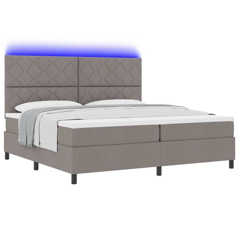 Casa si Gradina - Mobilier - Paturi si accesorii - Paturi - Pat cu saltea cu arcuri si LED-uri in taupe, 200 x 200 cm - Infinity.ro