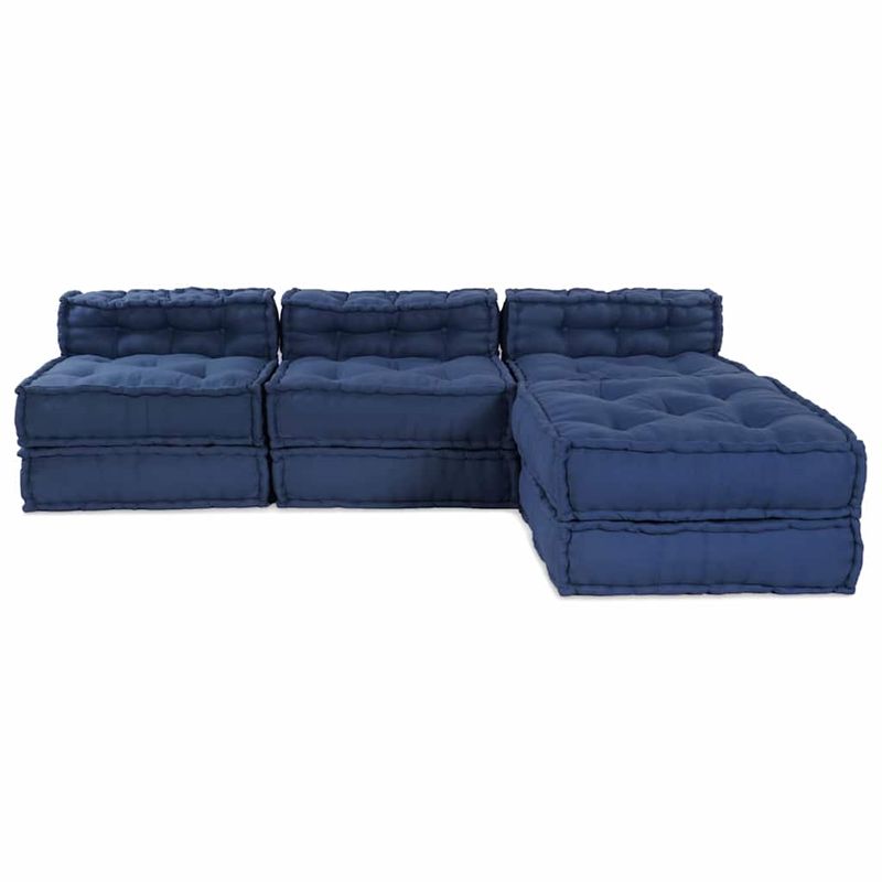 Casa si Gradina - Gradina si terasa - Mobilier exterior - Canapele si fotolii gradina - Fotolii puf modulare, 4 buc., indigo, textil - Infinity.ro