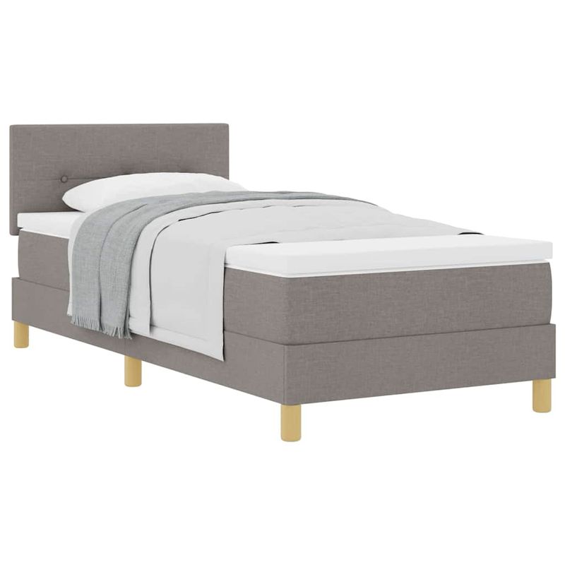 Casa si Gradina - Mobilier - Paturi si accesorii - Paturi - Pat tip cutie cu saltea taupe 100x200 cm tesatura - Infinity.ro