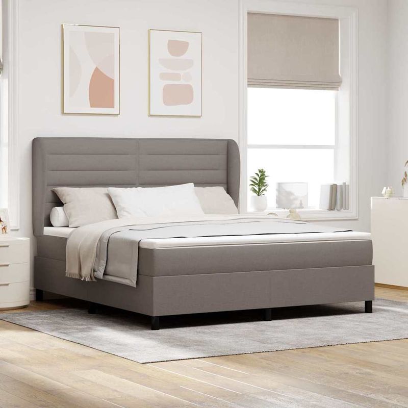 Casa si Gradina - Mobilier - Paturi si accesorii - Paturi - Pat cu saltea Taupe 180x200 cm, tesatura - Infinity.ro