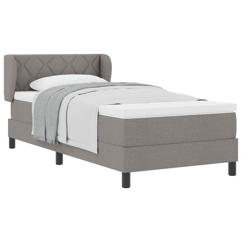 Casa si Gradina - Mobilier - Paturi si accesorii - Paturi - Pat box spring cu saltea, taupe, 100x200 cm, textil - Infinity.ro