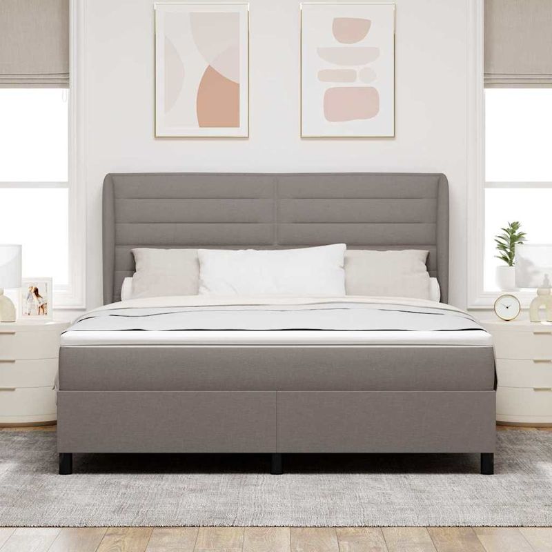 Casa si Gradina - Mobilier - Paturi si accesorii - Paturi - Pat cu saltea Taupe 180x200 cm, tesatura - Infinity.ro