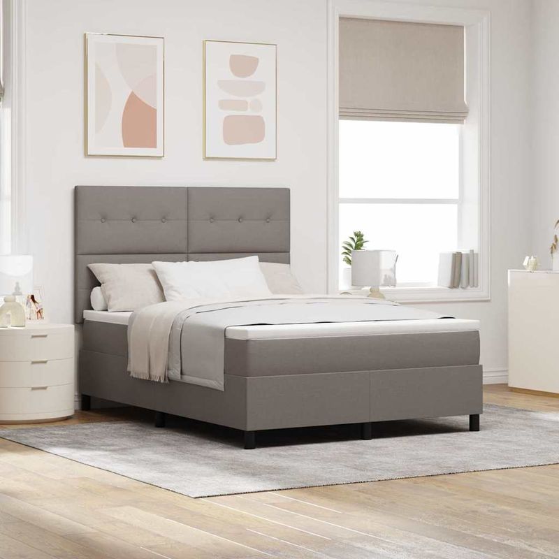 Casa si Gradina - Mobilier - Paturi si accesorii - Paturi - Pat cu arcuri cu saltea taupe 140x190 cm din tesatura - Infinity.ro