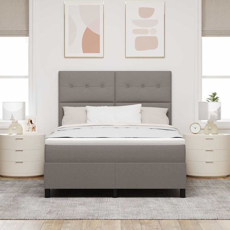 Casa si Gradina - Mobilier - Paturi si accesorii - Paturi - Pat cu arcuri cu saltea taupe 140x190 cm din tesatura - Infinity.ro