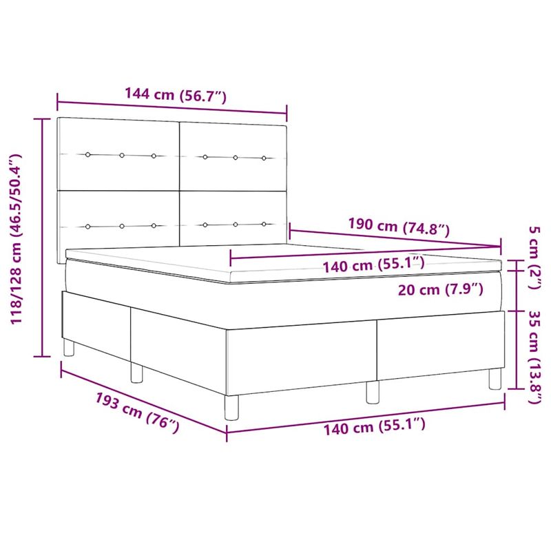 Casa si Gradina - Mobilier - Paturi si accesorii - Paturi - Pat cu arcuri cu saltea taupe 140x190 cm din tesatura - Infinity.ro