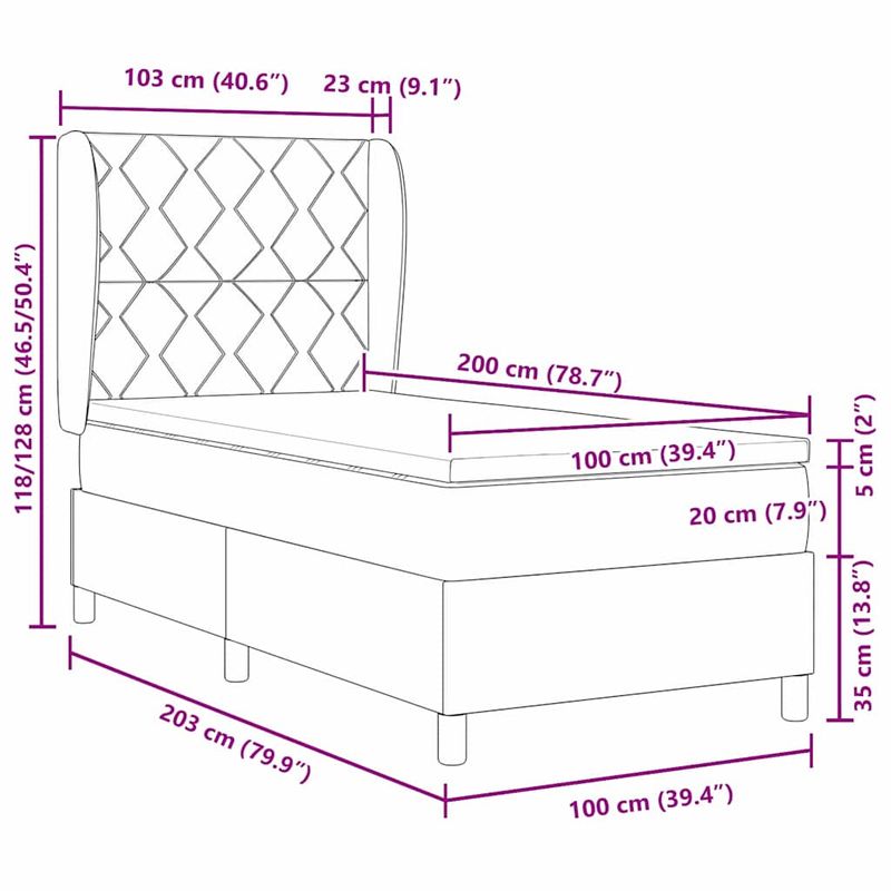 Casa si Gradina - Mobilier - Paturi si accesorii - Paturi - Pat cu saltea taupe, 100 x 200 cm, din material de calitate - Infinity.ro